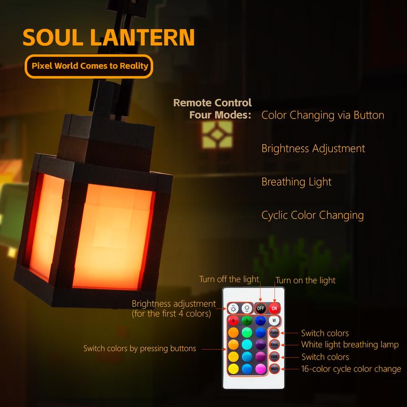 Pixel Style Night Light Portable Lantern Tabletop Ornament 16 Colors Lantern DIY Interior Decoration Festival Atmosphere Light