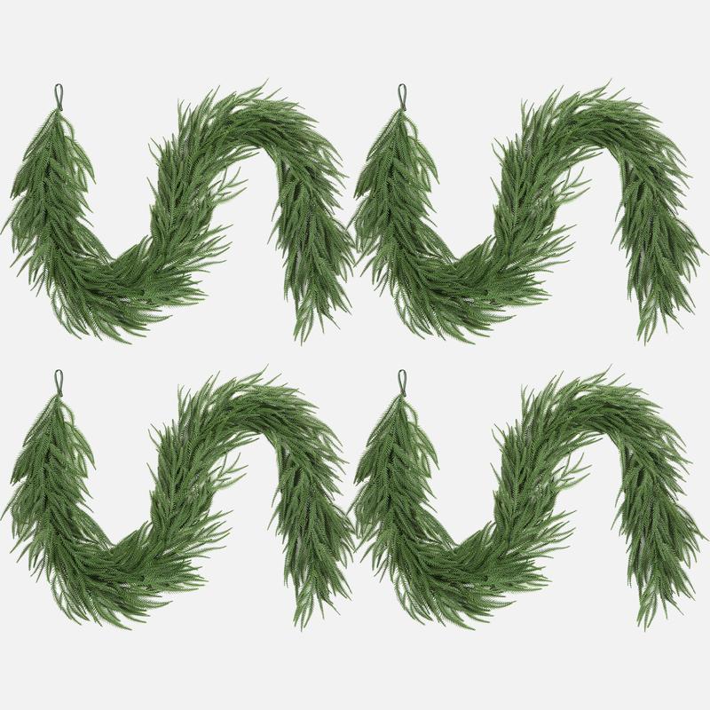 【Black Friday】6/9/12 ft Christmas Garland, Real Touch Norfolk Pine Garland - Pine Garland