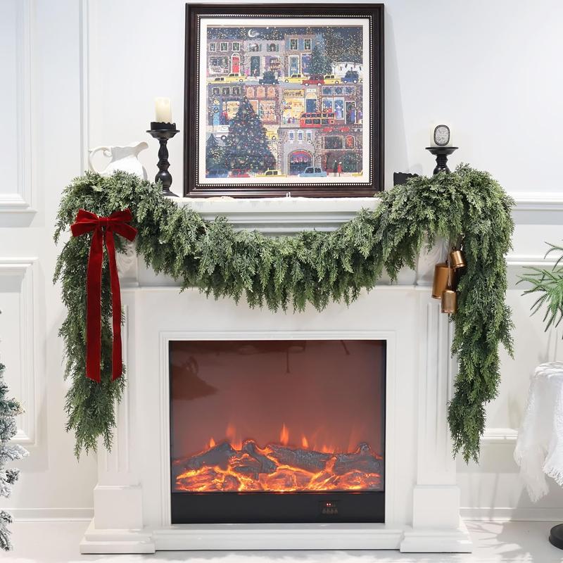 9ft Christmas Cedar Wreath, Realistic Artificial Pine Greenery, Winter Home Decor, Indoor Outdoor Xmas Decoration (1 or 2 Pack)