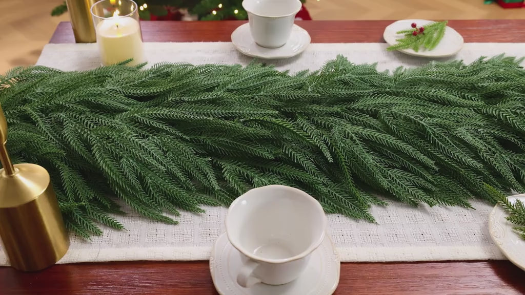 【Black Friday】6/9/12 ft Christmas Garland, Real Touch Norfolk Pine Garland - Pine Garland